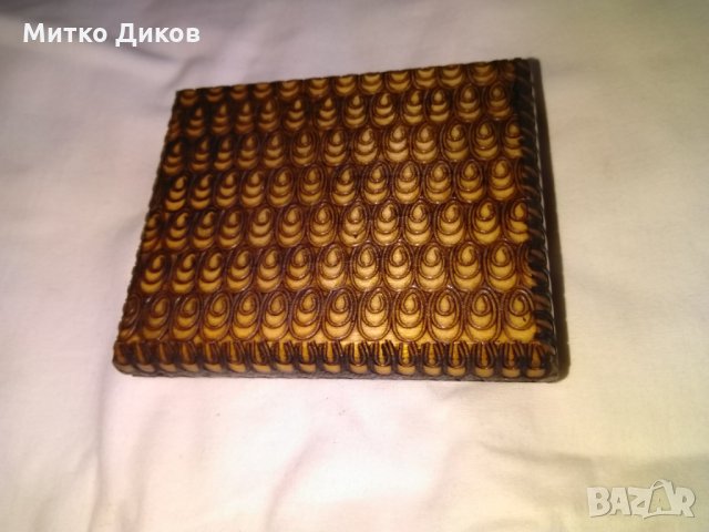 Дървена кутия хенд мейд пирографирана рисувана -става за карти-105х85х25мм, снимка 2 - Декорация за дома - 29428780