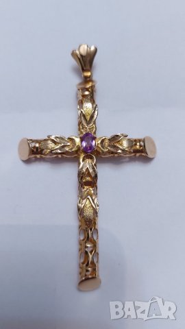 Златен кръст с александрит, снимка 2 - Пръстени - 40173346