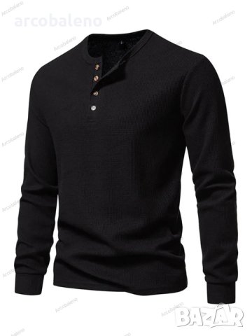 Мъжка тениска с дълги ръкави и четири копчета с гофрирано деколте, 6цвята , снимка 9 - Тениски - 42784166