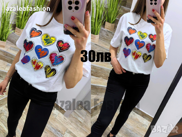 Дамска тениска със сърца, снимка 1