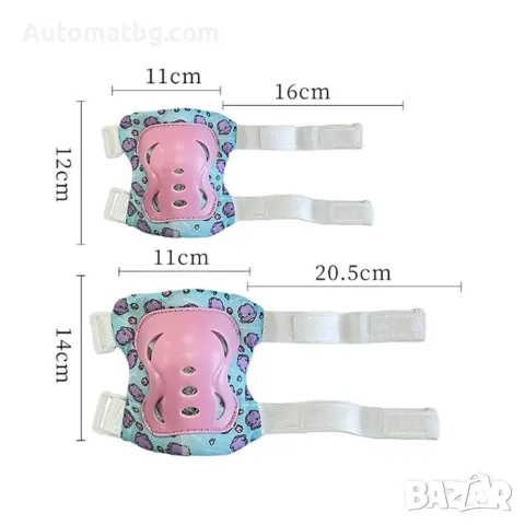 Детски наколенки и налакътници Automat, 6бр протектори, Розови, снимка 2 - Спортна екипировка - 49430369