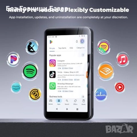 Нов Смарт MP4 музикален плейър с 4" дисплей и родителски контрол 160GB с Bluetooth WiFi Spotify , снимка 2 - MP3 и MP4 плеъри - 52508072