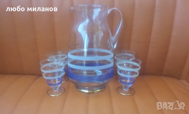 Кана и 4 чаши златни кантове, кантове мат и кант синя посипка, снимка 4 - Други - 34283979