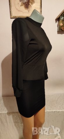 Елегантна черна къса рокля с гол гръб р-р S, снимка 6 - Рокли - 39226602