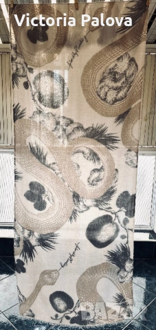 QUIET LUXURY шал Friendly Hunting Cashmere Square Garden Eden 100% кашмир 200x70 см, снимка 6 - Шалове - 53880794