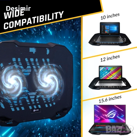 Охладителна подложка за лаптоп KLIM Pro – тиха и лека, снимка 8 - Лаптоп аксесоари - 52881169