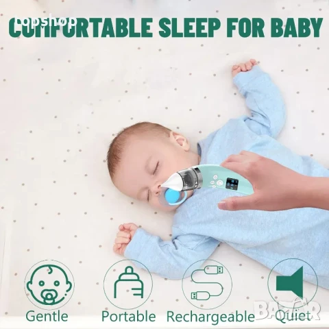 Бебешки аспиратор за нос Holnkme с успокояваща музика, 4 накрайника, 3 нива на всмукване, USB Type C, снимка 6 - Пелени, памперси - 50494721