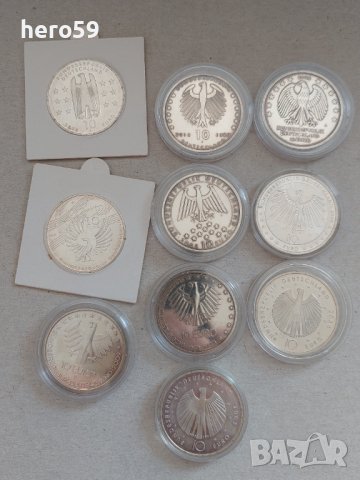 10 евро-сребърни юбилейни монети(10 броя)