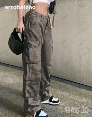 Дамски прави свободни широки ретро панталони Daddy Cargo, 4цвята , снимка 17 - Панталони - 39398150