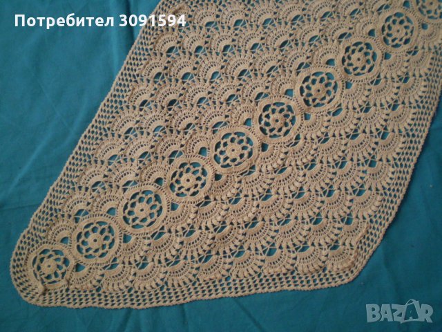 Винтидж плетена на една кука  покривка за маса цвят екрю, снимка 4 - Антикварни и старинни предмети - 34983405