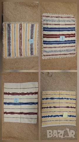 За ценители! Нови! 4 броя ръчно изработени покривки,карета,100% памук