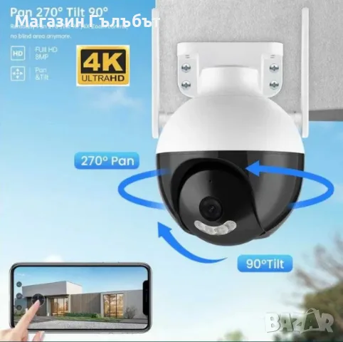 Куполна WIFI камера за видеонаблюдение, снимка 5 - IP камери - 56417059