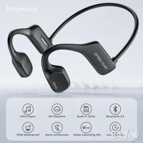Слушалки с костна проводимост, Bluetooth 5.3 ; 32GB Памет / IP68 / Слушалки за плуване, снимка 3 - Bluetooth слушалки - 49663285