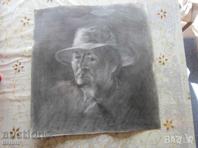 Стара графика картина портрет на картон