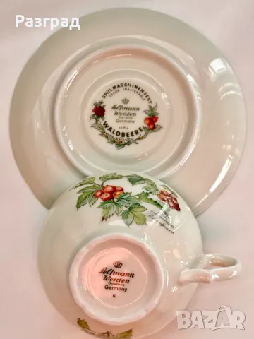Порцеланов сет чаша с чинийка за чай Seltmann Weiden Bavaria W.Germany, Waldbeere, снимка 12 - Чаши - 48544851