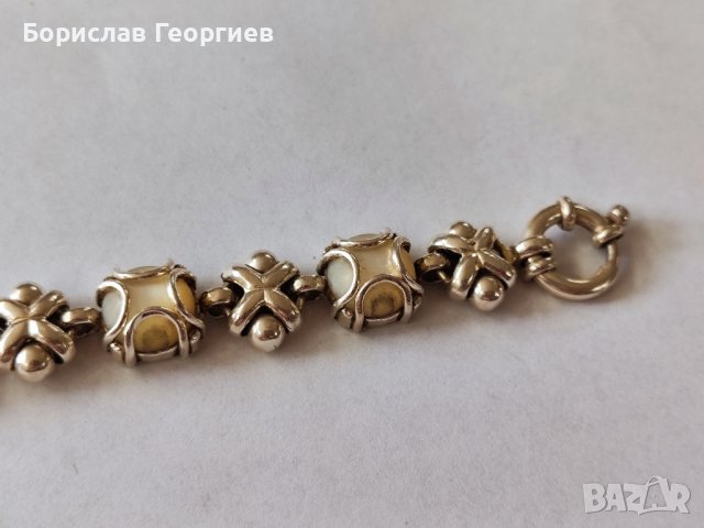 Сребърна гривна с лунен камък, снимка 3 - Гривни - 44367120