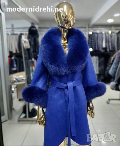 Дамско луксозно палто кашмир вълна и лисица код 344, снимка 1 - Палта, манта - 39712786