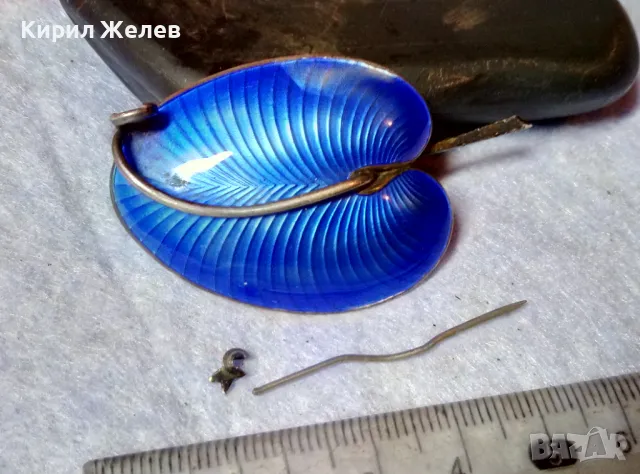 DEL METALL 925 S STERLING NORWAY ВИНТИДЖ ЕМАЙЛИРАНА СРЕБЪРНА БРОШКА СРЕБРО 925 АВТОРСКА СТАРА 49316, снимка 4 - Антикварни и старинни предмети - 48481217