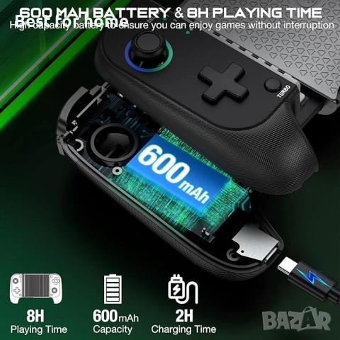 HASACOOL Мобилен геймърски контролер за Android/iPhone, RGB Light Hall Effect Joystick, снимка 4 - Аксесоари - 51856480