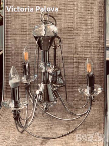 Красив кристален полилей и две лампи за стена-комплект, снимка 2 - Полилеи - 37700086
