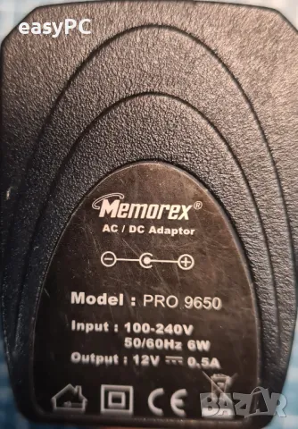 Оригинален захранващ адаптер MEMOREX PRO 9650 12V 0.5A, снимка 2 - Друга електроника - 48942424