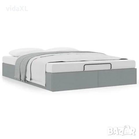 vidaXL Османска рамка за легло без матрак, светлосива, 140x190см, плат, снимка 4 - Спални и легла - 56146984