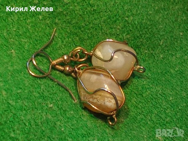 КРАСИВИ АР НУВО СТИЛ ОБЕЦИ от НАТУРАЛНИ ПОЛУСКЪПОЦЕННИ КАМЪНИ ХАЛЦЕДОН в ОБКОВ 38925