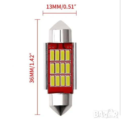 LED крушки 12V 6000K 12 SMD 2 броя за габарити, снимка 2 - Аксесоари и консумативи - 55865099