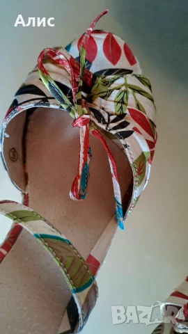 Летни обувки кожа и сатен, снимка 5 - Дамски ежедневни обувки - 50711534