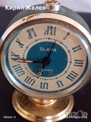 Винтидж механичен будилник СЛАВА СССР рядък с римски цифри 51128, снимка 3 - Антикварни и старинни предмети - 51823829