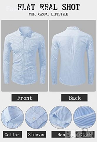 Нова Мъжка риза с дълъг ръкав Ежедневна на райета Размер XL, снимка 4 - Ризи - 39527873