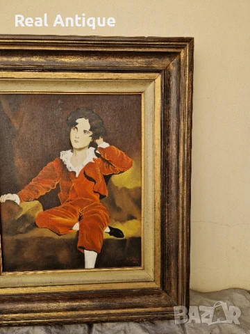 Страхотна антикварна холандска авторска картина масло върху платно , снимка 4 - Картини - 50781557