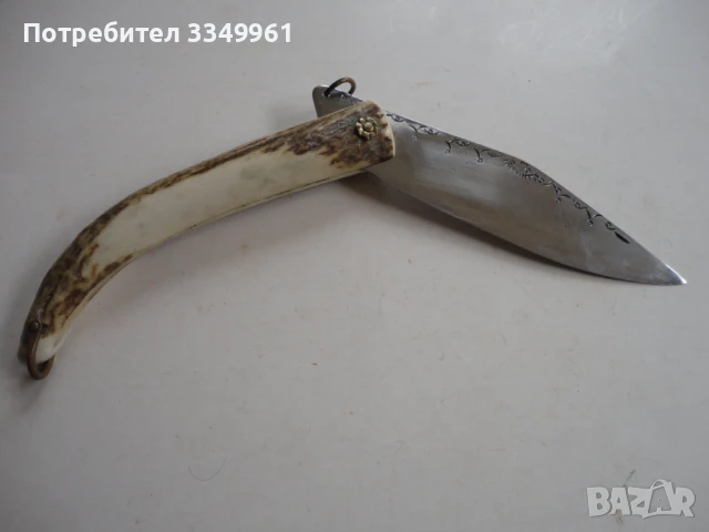 Невероятна сойка нож рог гравюри наваха 3, снимка 5 - Ножове - 51281266