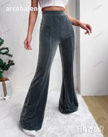 Дамски кадифени панталони с висока талия, 6цвята , снимка 13 - Панталони - 48443784