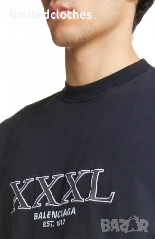 BALENCIAGA XXXL Embroidered Logo Oversized Мъжка / Дамска Тениска size XS (M) и S (L), снимка 4 - Тениски - 40041340