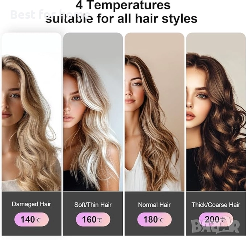 Маша за коса Gakaogue с LCD дисплей, 4 регулируеми температури, снимка 6 - Маши за коса - 52402866