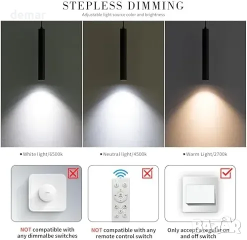 Mikeru висящи LED полилейни лампи за остров, 2 бр., 3 CCT 3000–6500K, регулируеми, снимка 5 - Полилеи - 55871323