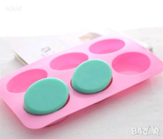 6 Елипси Елипс овал овали дълбок силиконов молд форма калъп фондан шоколад гипс сапун и др украса, снимка 3 - Форми - 35222956