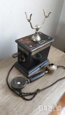 Рядък телефон с две манивели началото на 20 век, снимка 5 - Антикварни и старинни предмети - 42859603