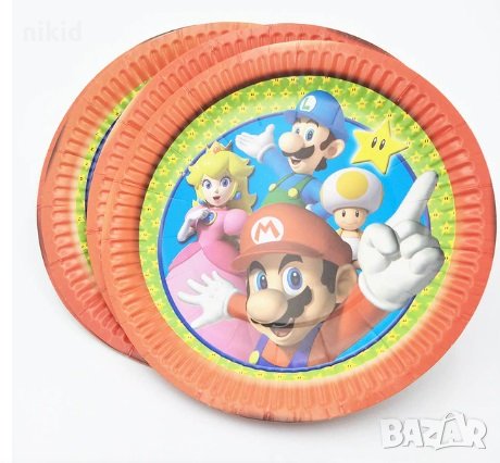 Супер Марио 10 бр парти чинии чинийки