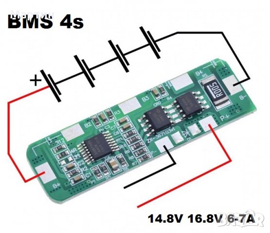 BMS БМС 4S 14.8V / 16.8V 5A за 18650 литиево-йонна батерия , снимка 1 - Друга електроника - 29608357