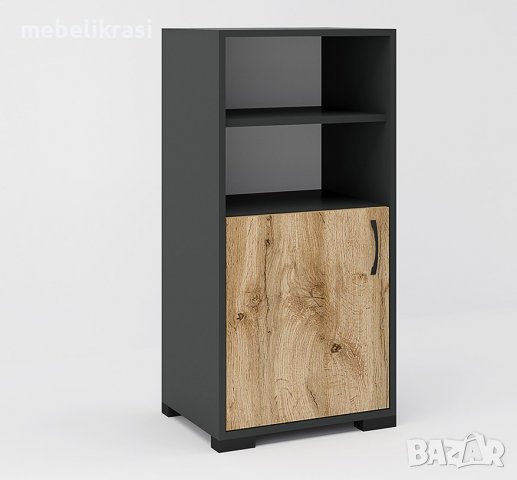 Модулно портманто Денвър Конфигурация 2 - гардероб, огледало, шкафчета, Дъб вотан / Антрацит, снимка 7 - Портманта - 39789388