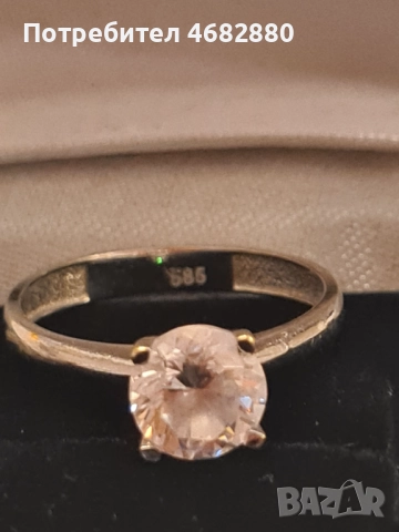 Стилен дамски пръстен с камък, бяло злато, снимка 4 - Пръстени - 52794591