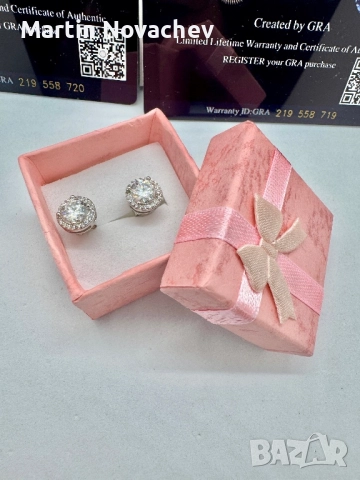 Сребърни обеци с мойсанит (Диамант) 1 карат, снимка 11 - Обеци - 52253349