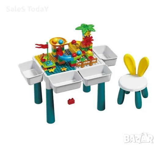 Маса за игра с конструктор и столче, 85 бр.