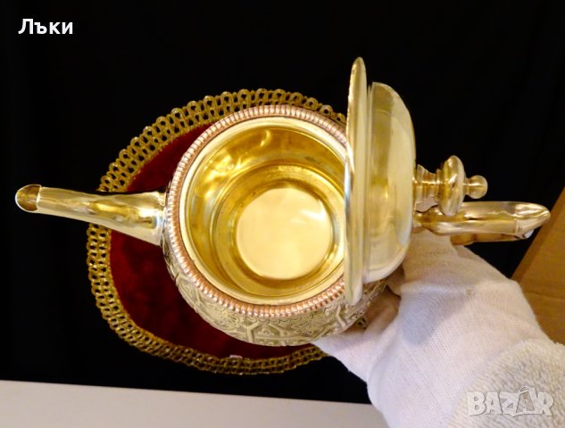 Марокански бронзов чайник,кана Royal Manchester, снимка 7 - Антикварни и старинни предмети - 39553445