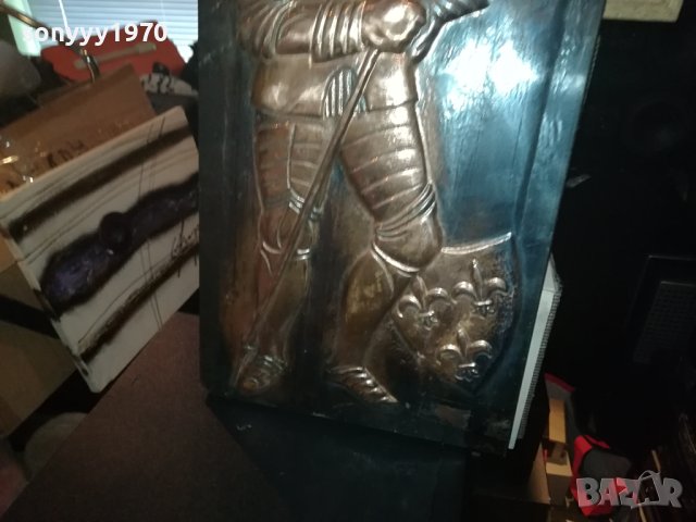 КАРТИНА 56СМ-МЕД МЕСИНГ РЕЛЕФНА С РИЦАР L2ED1102240925, снимка 6 - Картини - 44237481