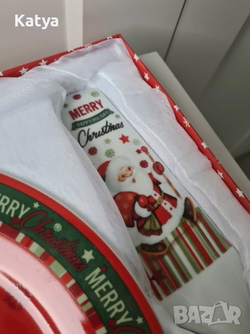 Коледно плато с шпатула за десерти, снимка 3 - Чинии - 52351096