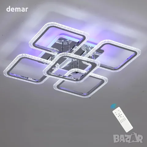 Модерен квадратен LED плафон 56 x 56 см с дистанционно