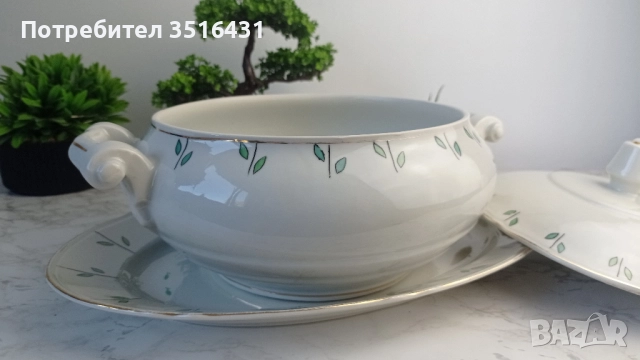 Комплект от супник с капак и чиния, снимка 8 - Прибори за хранене, готвене и сервиране - 51578570